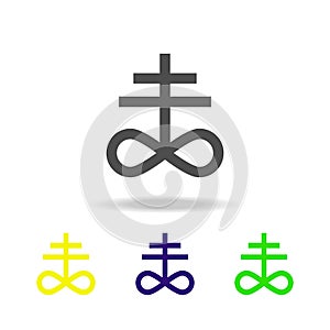 Satanism Leviathan cross sign multicolored icon. Detailed Satanism Leviathan cross icon can be used for web, logo, mobile app, UI, photo