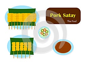Satay Pork and Peanut Sauce vector