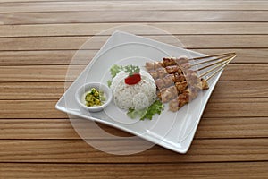 Satay rice chicken grill photo