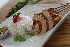 Satay rice chicken grill photo