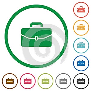 Satchel with one buckle flat icons with outlines