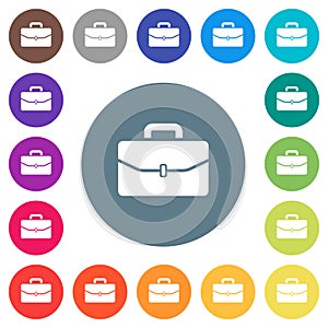 Satchel with one buckle flat white icons on round color backgrounds