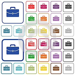 Satchel with one buckle outlined flat color icons