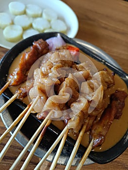 Sate ayam from Indonesia chicken grill with  saus kacang photo
