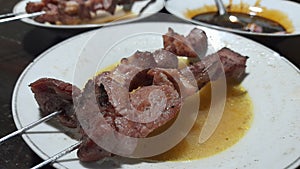 Sate klathak or lamb satay, an original dish from Jogjakarta, Indonesia