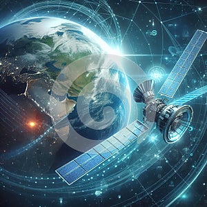 satelite satelites earth communications plante outer space - ai generated