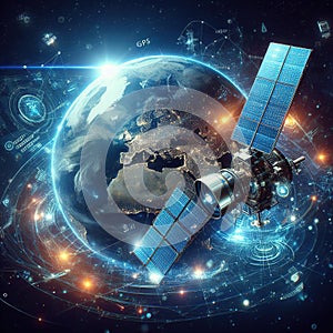 satelite satelites earth communications plante outer space - ai generated photo