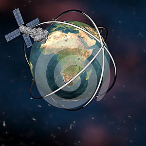 Satelite sputnik orbiting earth
