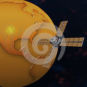 Satelite sputnik orbiting earth in space photo