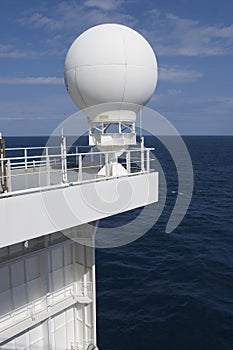 Satellite antenna dome on a ship