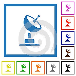 Satellite antenna flat framed icons