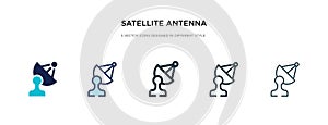 Satellite antenna icon in different style vector illustration. two colored and black satellite antenna vector icons designed in