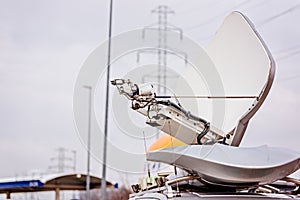 Satellite antenna mounted on television van