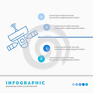satellite, antenna, radar, space, Signal Infographics Template for Website and Presentation. Line Blue icon infographic style