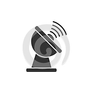 Satellite antenna tower icon in flat style. Broadcasting vector illustration on white isolated background. Radar business concept
