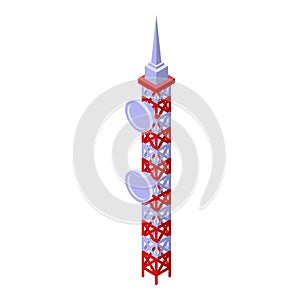 Satellite antenna tower icon, isometric style