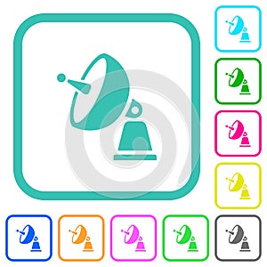 Satellite antenna vivid colored flat icons