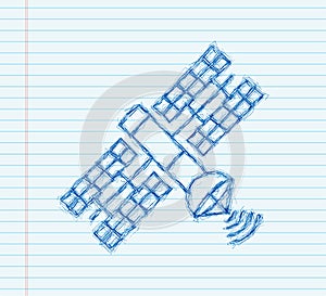 The satellite. Artificial satellites orbiting the planet Earth GPS. sketch icon. Vector illustration.