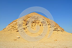 The satellite and the bent pyramids, Satellite one is located 55 meters south to the bent pyramid of king Sneferu, 26 meters in