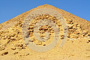 The satellite and the bent pyramids, Satellite one is located 55 meters south to the bent pyramid of king Sneferu, 26 meters in