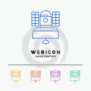 Satellite, broadcast, broadcasting, communication, telecommunication 5 Color Line Web Icon Template isolated on white. Vector