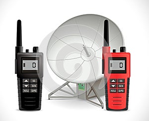 Satellite communications concept - walkie talkie radio