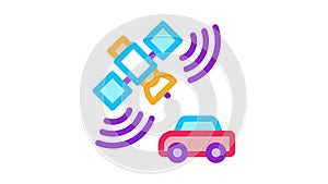 satellite connection with car Icon Animation