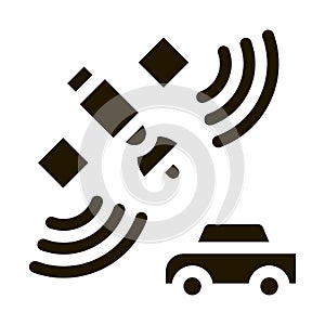 satellite connection with car icon Vector Glyph Illustration