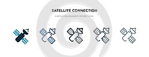 Satellite connection icon in different style vector illustration. two colored and black satellite connection vector icons designed