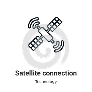 Satellite connection outline vector icon. Thin line black satellite connection icon, flat vector simple element illustration from