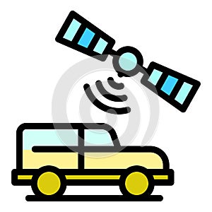 Satellite control car icon vector flat