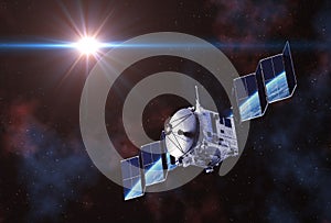 Satellite Deploys Solar Panels And Earth Reflected In Them