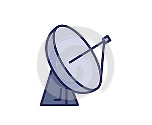 Satellite dish antena icon. Line colored vector illustration. Isolated on white background