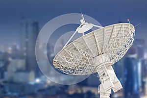 Satellite dish antenna radar and building background