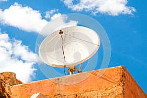 Satellite dish antenna on the roof