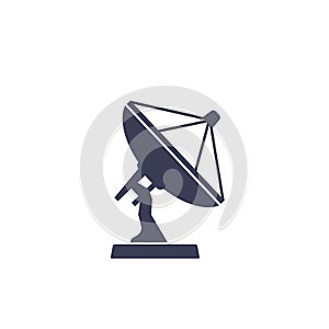 Satellite dish, antenna vector icon on white