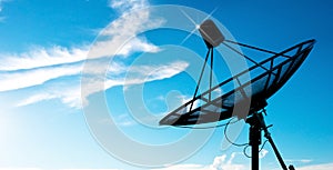 Satellite dish antennas under blue sky