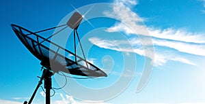 Satellite dish antennas under sky