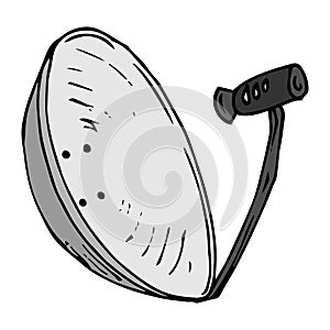 Satellite dish on a black background. Vector illustration satellite dish, antenna. Hand drawn satellite antenna
