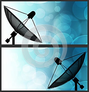 Satellite dish on global background for Communication and techno