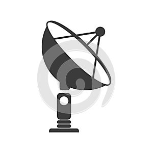 Satellite dish icon. Flat style. Isolated on white background. Black and white flat icon.