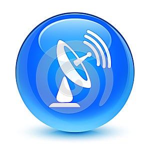 Satellite dish icon glassy cyan blue round button