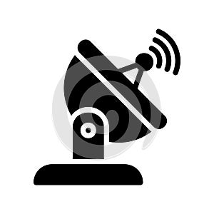Satellite dish icon in solid style about internet of things for any projects