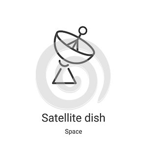 satellite dish icon vector from space collection. Thin line satellite dish outline icon vector illustration. Linear symbol for use