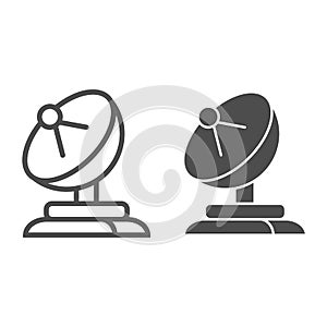 Satellite dish line and glyph icon. Antenna vector illustration isolated on white. Television outline style design