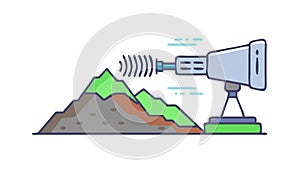 Satellite dish on mountain, remote communication. vector design Generative AI