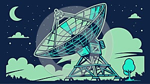 Satellite dish night, space communication and tech vector design Generative AI