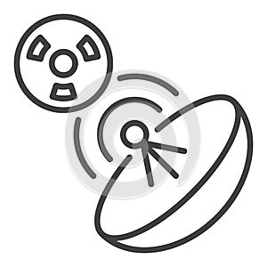 Satellite Dish and Radiation vector Parabolic Antenna icon or sign in thin line style