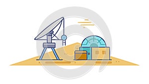 Satellite Dish at Research Base, Global Scientific Connection, vector design Generative AI