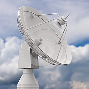 Satellite dish on sky background. 3D illustration